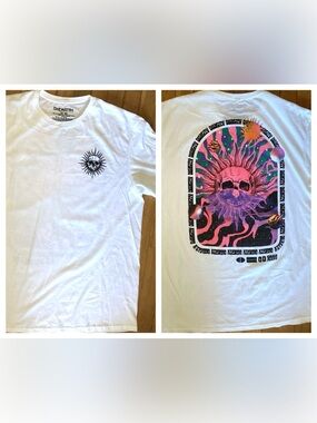 Chemistry Mens XL White Shirt Duality Skull Sun Whimsigoth Grunge EUC